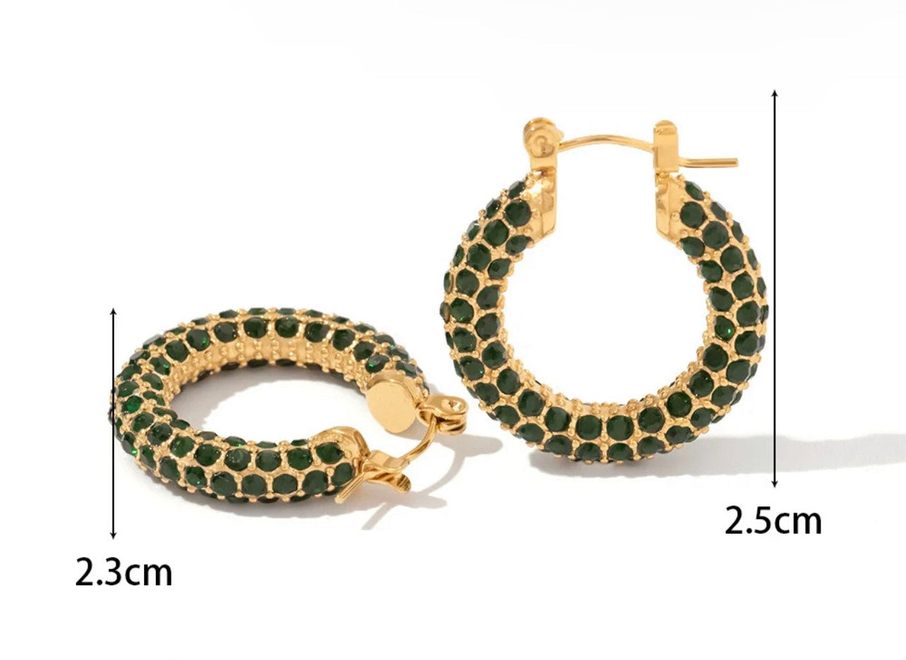 Midi Gleam Hoops (emerald) with dimensions