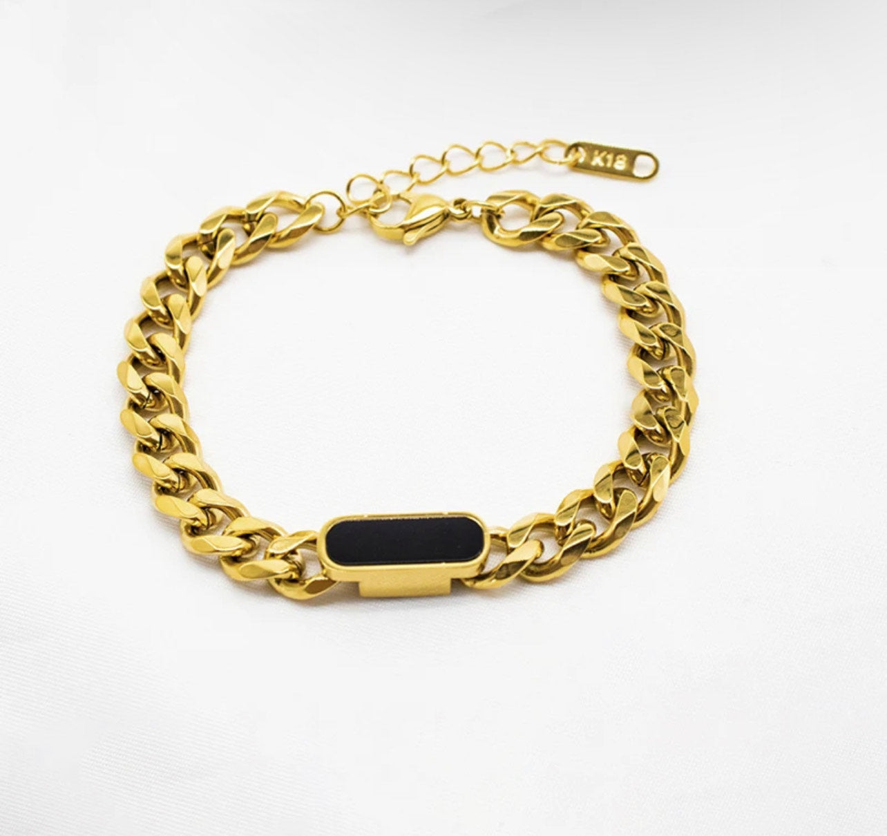 Petite Cuban Bracelet (gold & black)