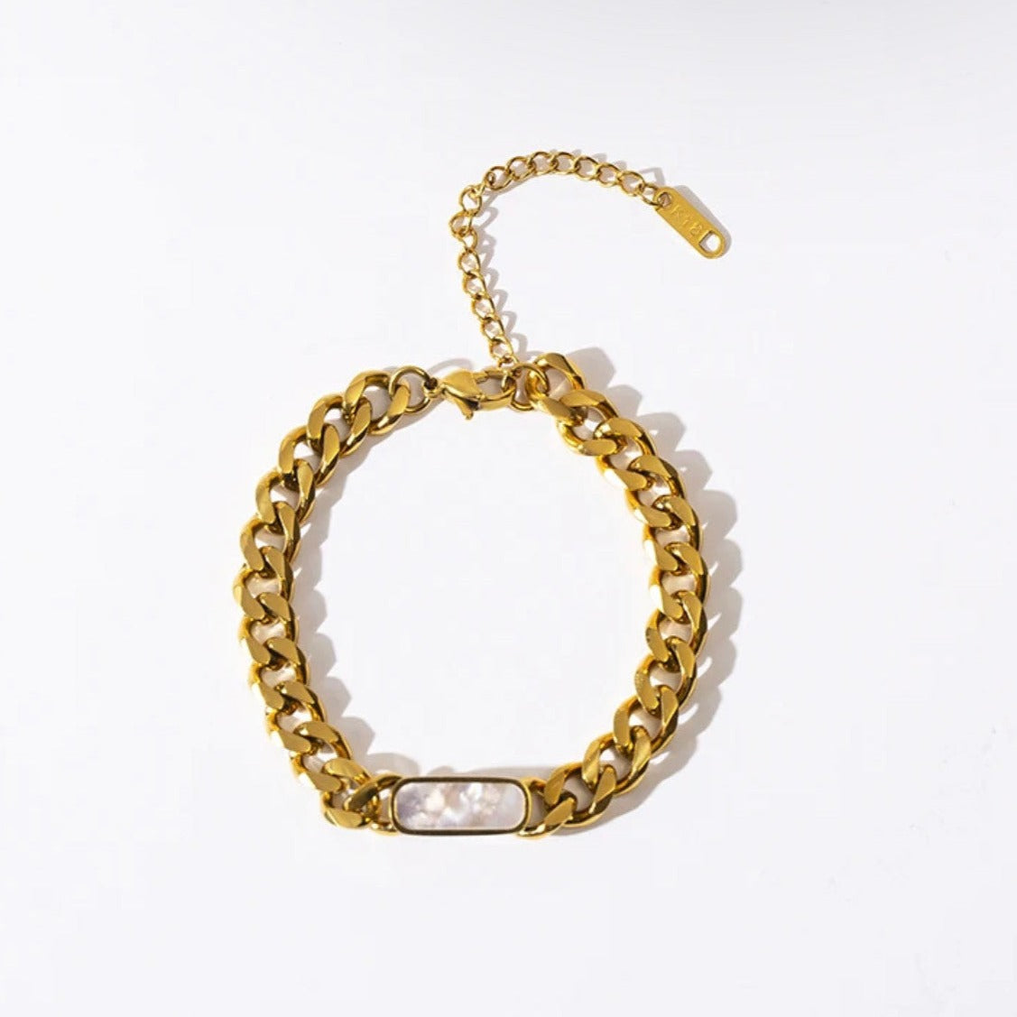 Petite Cuban Bracelet (gold & white)