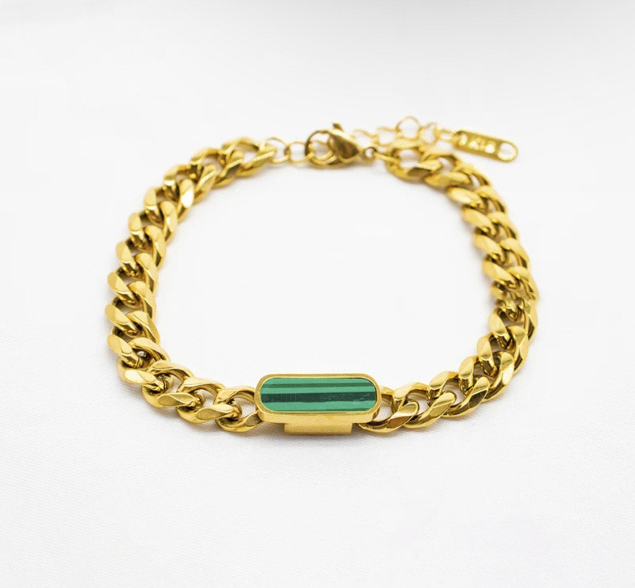 Petite Cuban Bracelet (gold & green)